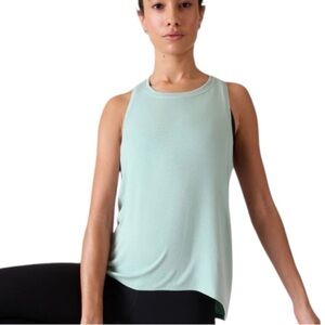 Athleta Ease In Tank Top Light Blue Workout Top Ribbed